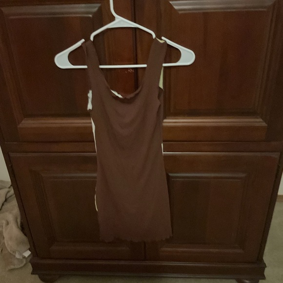 SHEIN Brown and Cream Patchwork Mini Dress - Picture 2 of 2